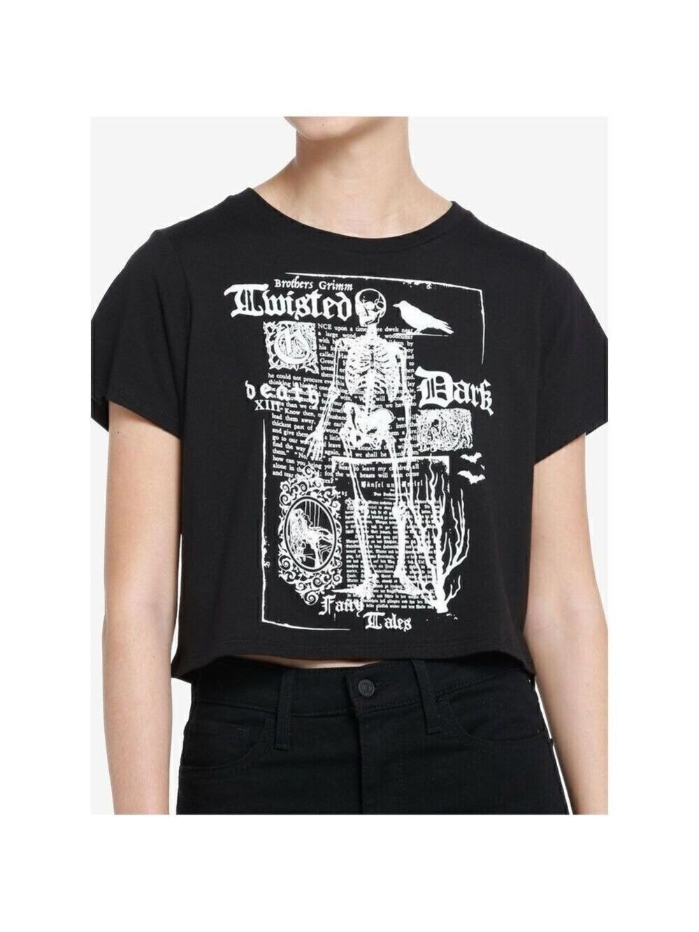 Thorn & Fable Skeleton Dark Story Girls Crop T-Shirt (Med)